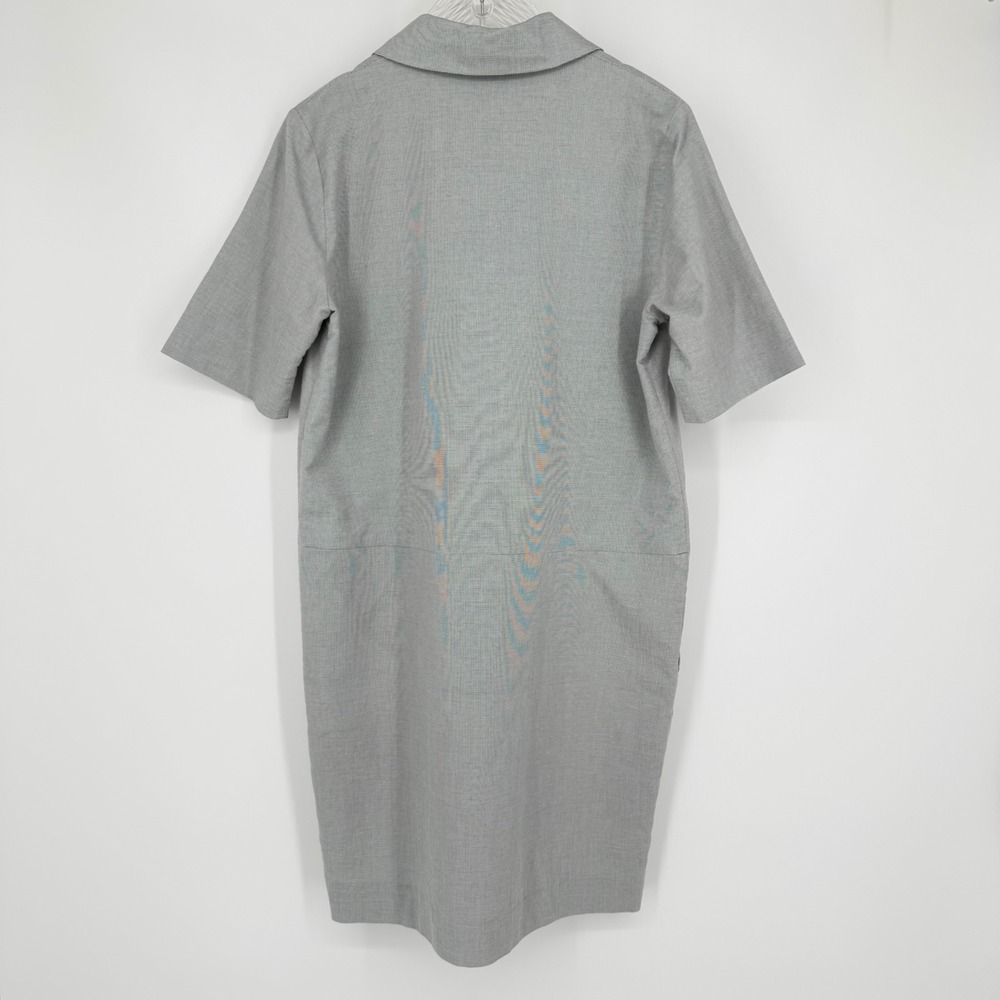 COS Short-Sleeved Cocoon Shirt Dress Grey Micro-Check Cotton Blend Collared 10 - Picture 6 of 16